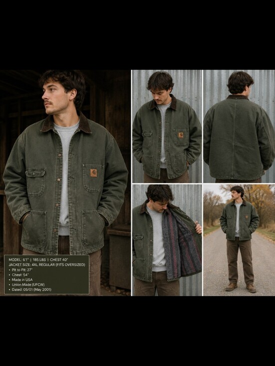 Carhartt Other - Vintage Carhartt C02 MOS Chore Coat 4XL USA Made Blanket Lined 2001 GreenVintage